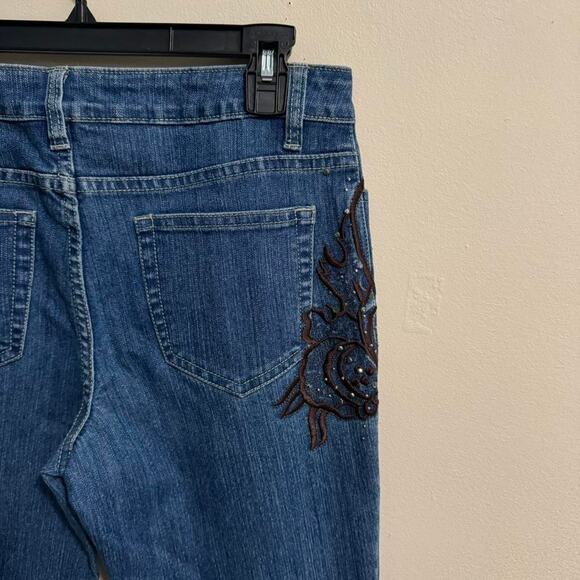 mieka embroidered y2k jeans boho beaded straight leg denim - Picture 6 of 8